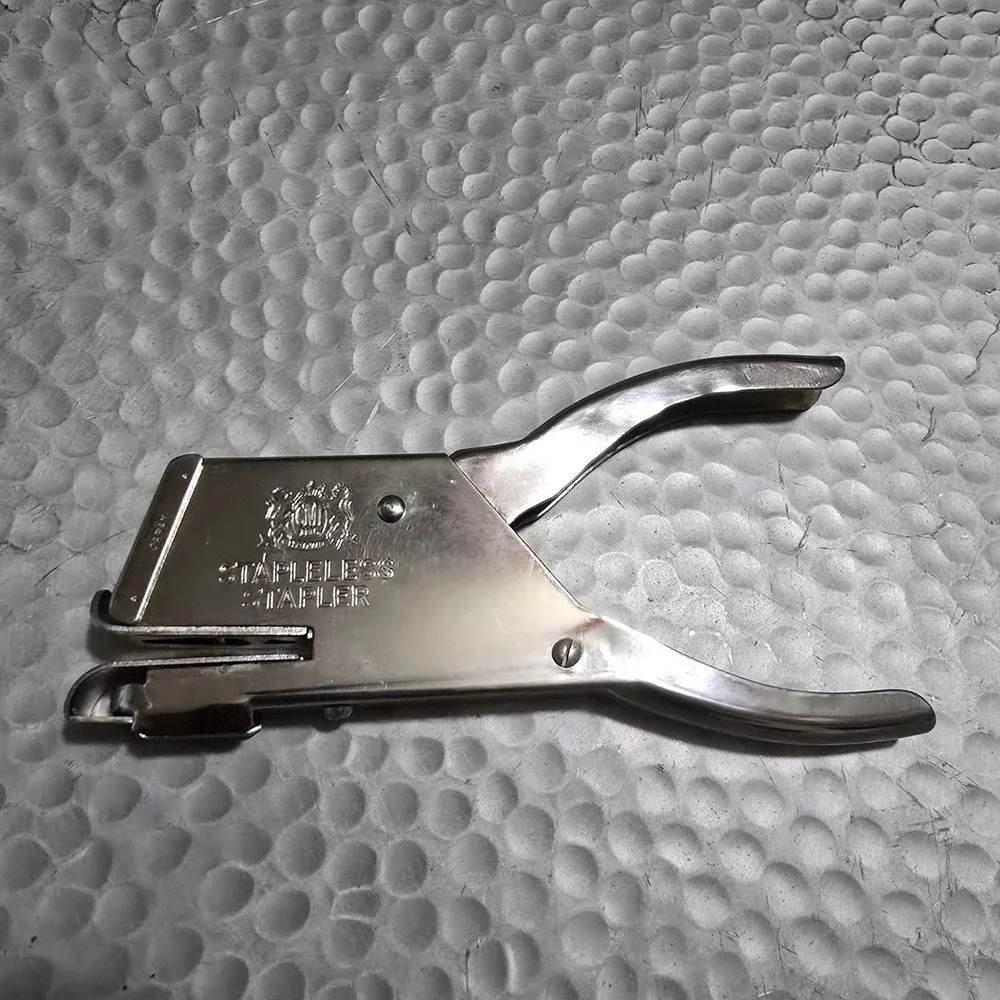 Vintage Chadwick-Miller Stapleless Stapler No.77368 Made in Japan CMI Metal Tool